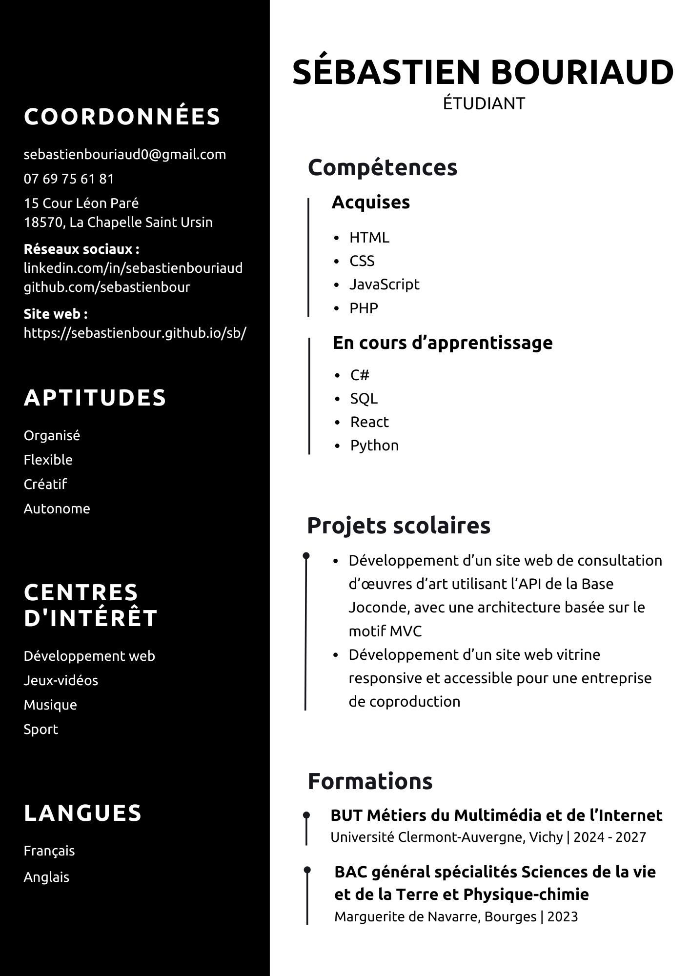 Curriculum Vitae Sébastien Bouriaud